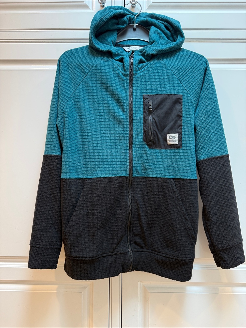 Outdoor Research Teal and Black Hooded Zip Jacket